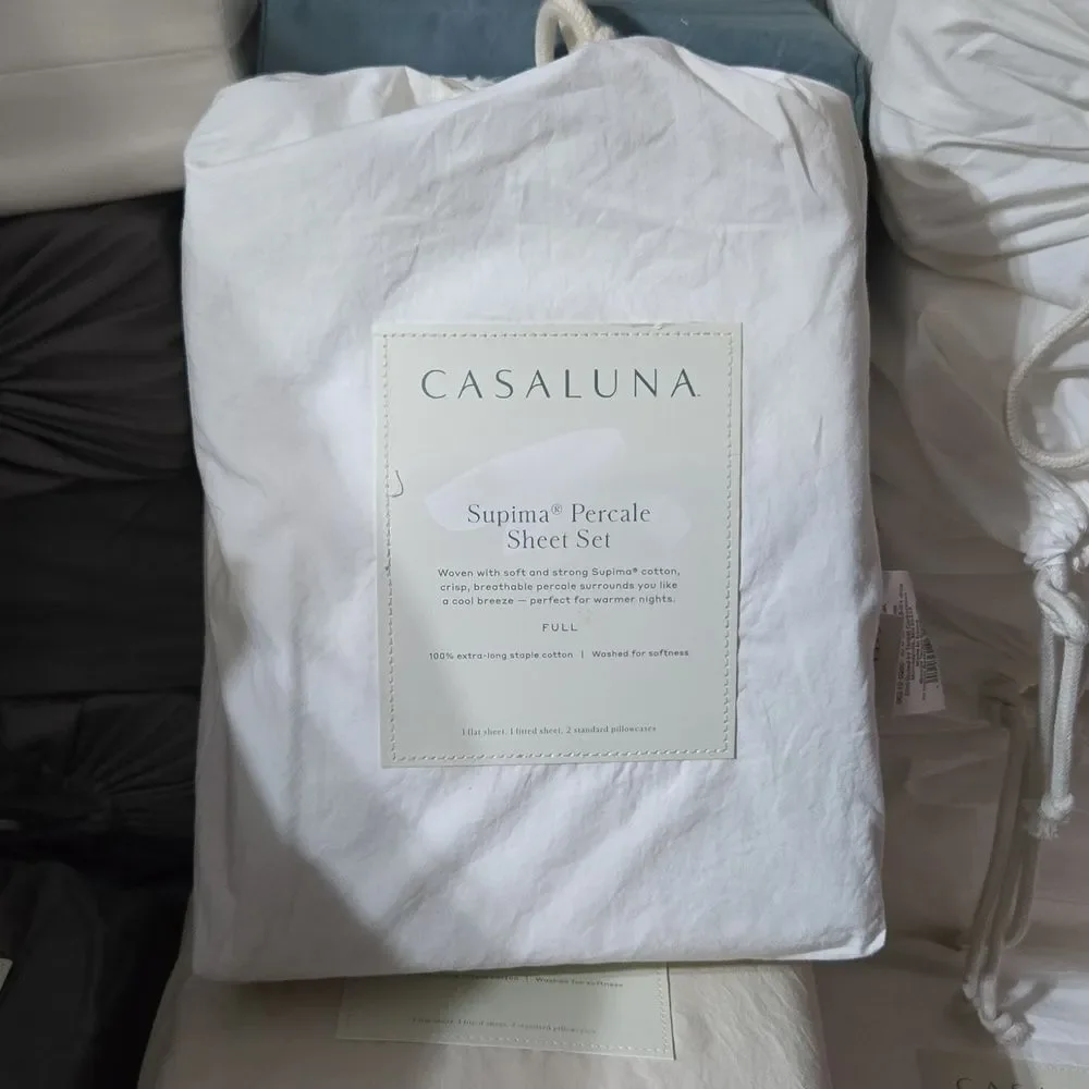 250 Thread Count Percale Sheet Set - Casaluna -White